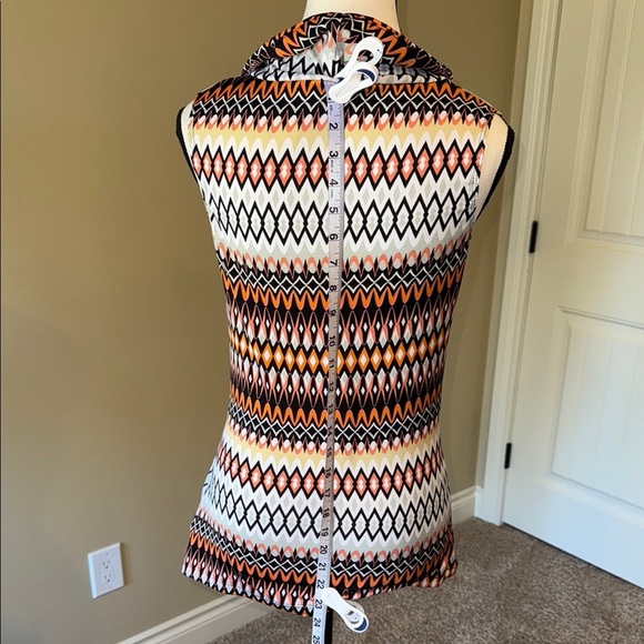 George Shirt Orange Brown Multicolor Geometric Patterned Blouse Women's Sz S - Picture 5 of 7